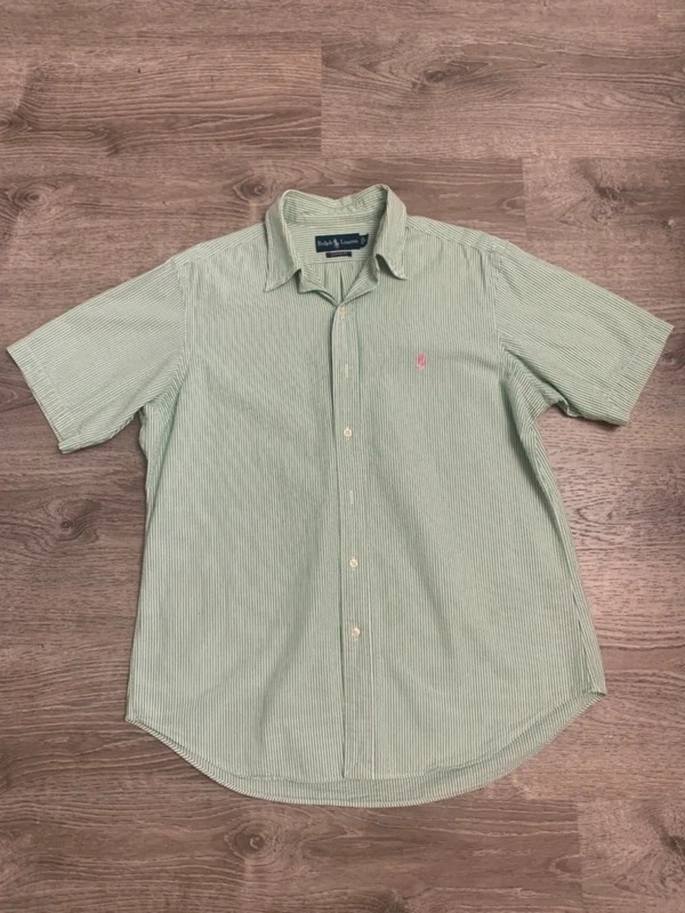 Polo by Ralph Lauren Light Green Stripe Short-Sleeve Button-Down Shirt